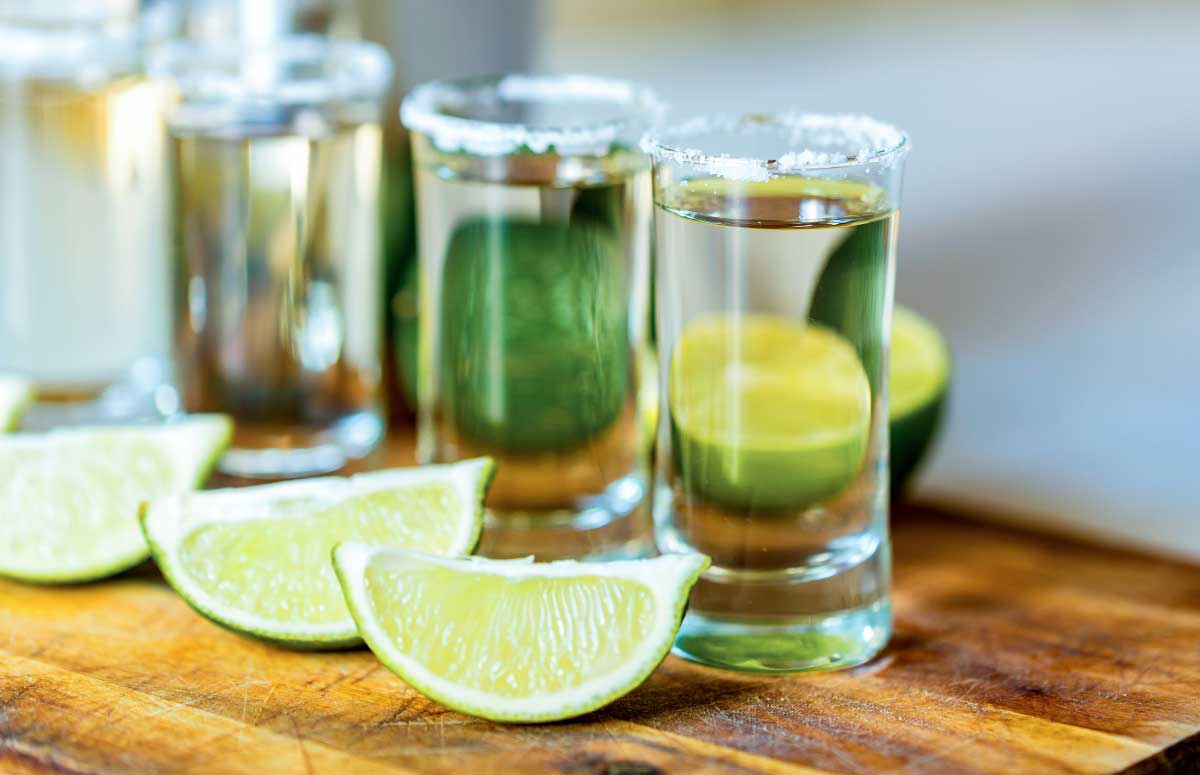 shot glasses of joven (高h)淫趴np伦 and lime wedge