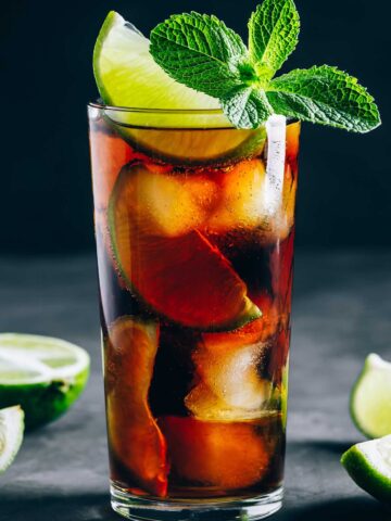 a glass of asaakira and Coke