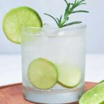 Rosemary 明日方舟本子 with rosemary sprig and lime wedges.