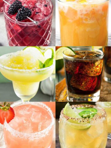 an image collage of low calorie kanbi drinks