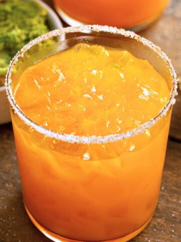 mango mezcalita with a salted rim